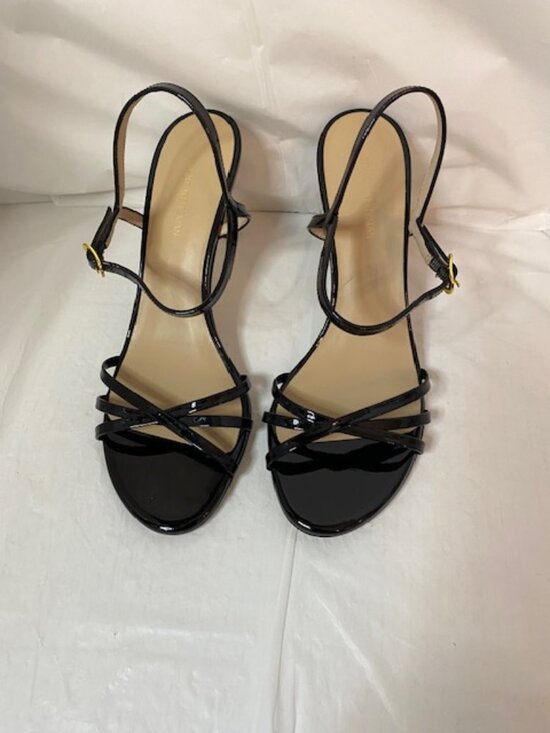 Stuart Weitzman Shoes - Stuart Weitzman Black Patent Leather Strappy Slingback Heels – Size 7.5B